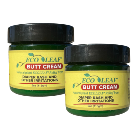 ECOLEAF Butt Cream (2 Pack) Symptomatic Rash Relief | USA Made Organic Plant Extracts & Oils | Great for Diaper Rashes | Designed for Babies, Kids,, Athletes