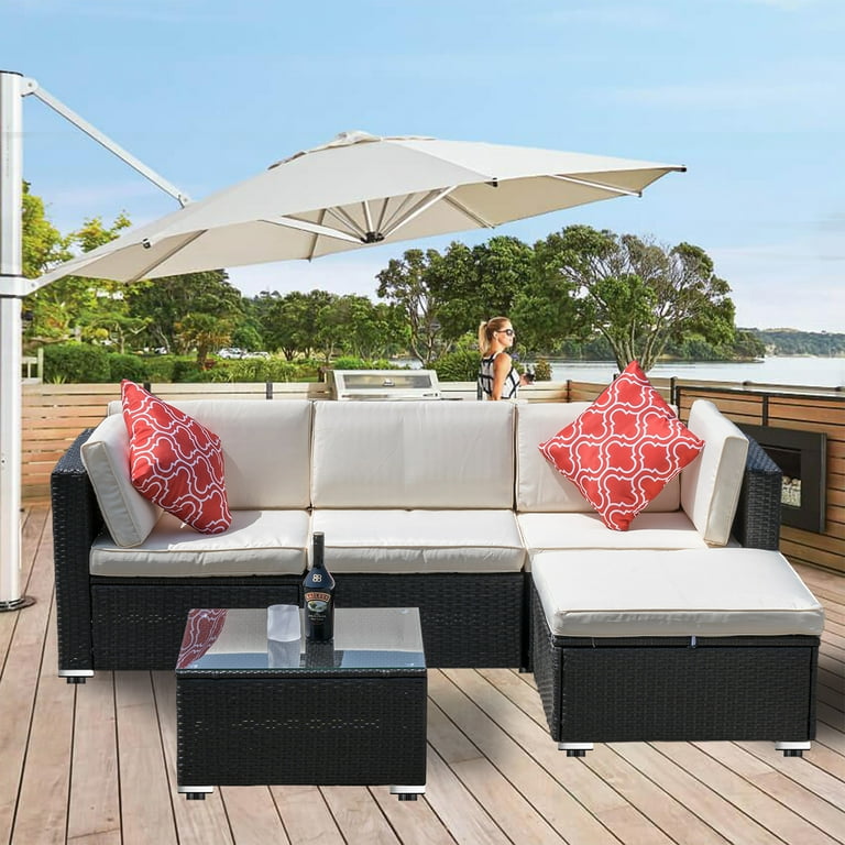 ECOLINEAR Pieces Patio Furniture Set, Outdoor Sectional Wicker