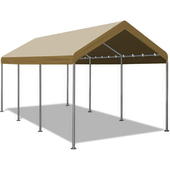 ECOLINEAR Carport 10x20 ft Heavy Duty Carport, Outdoor Potable Garage with 4 Adjustable Height 8.7 ft to 10.2 ft, Carport Canopy Anti UV All-Season Waterproof Tarp, Car Canopy for Trucks, Boats,Yello
