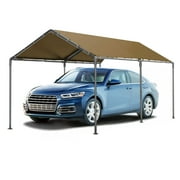 ECOLINEAR Carport 10x20 ft Heavy Duty Carport, Outdoor Potable Garage with 6 Galvanised Steel Pipes, Carport Canopy with Anti UV All-Season Waterproof Tarp, Car Canopy for Cars,Trucks, Boats(Yellow)