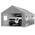 thumbnail image 1 of ECOLINEAR Carport 10x20 ft Heavy Duty Carport, Outdoor Potable Garage with Roll-up Windows & Zipper Doors, Carport Canopy with Anti UV All-Season Waterproof Tarp, Car Canopy for Cars, Boats(Grey), 1 of 8