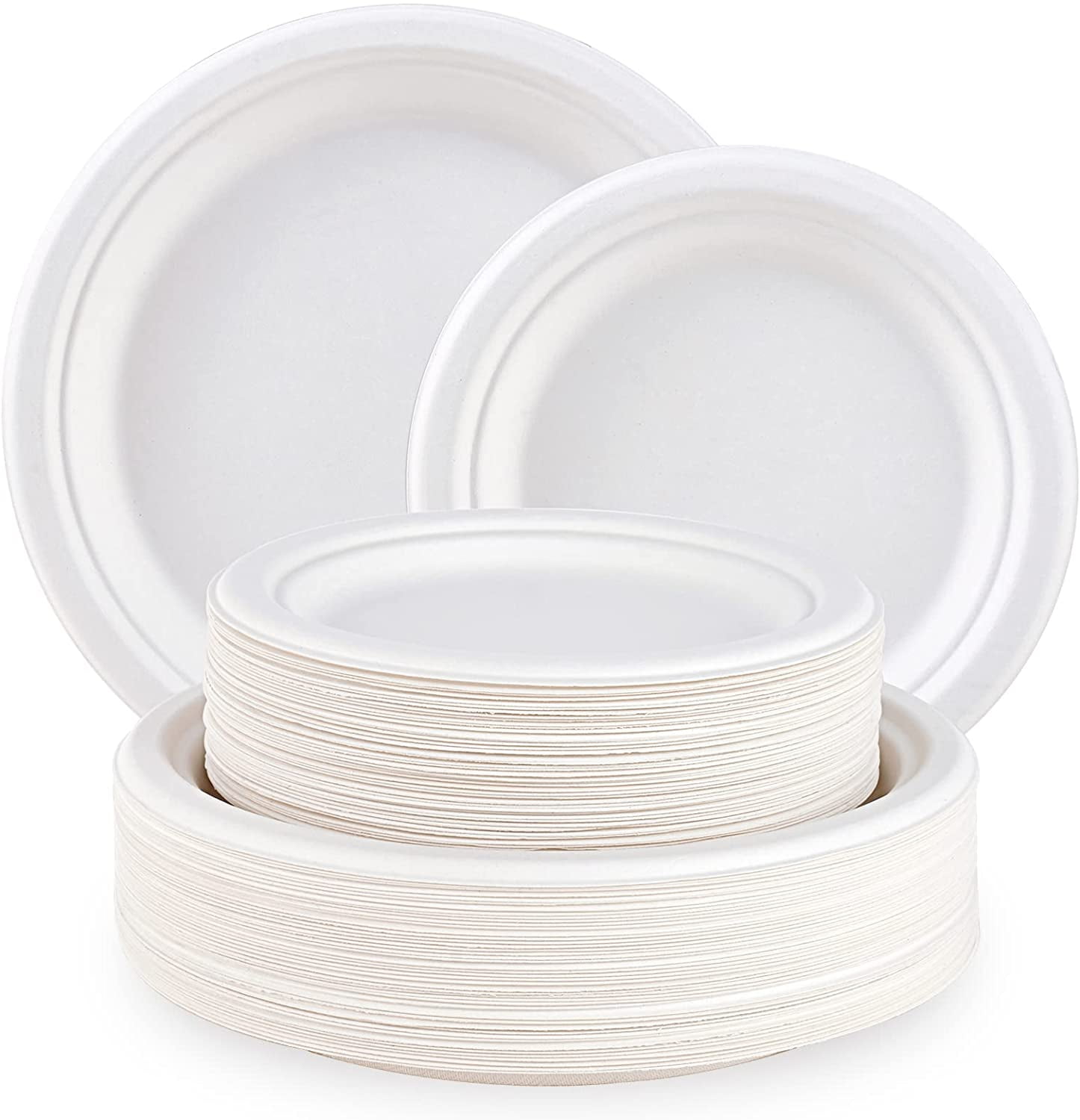ECOLipak 120 Pack Compostable Paper Plates, 9 inch and 7 inch Heavy
