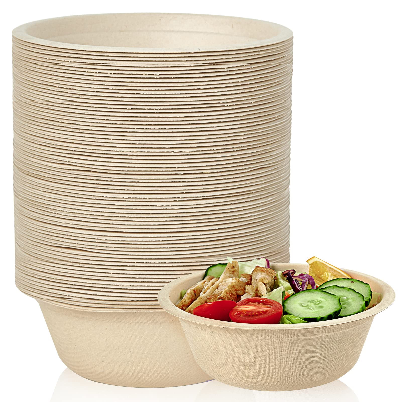 ECOLipak 150 Pack Compostable AIF9 Disposable Paper Bowls, 16 OZ ...