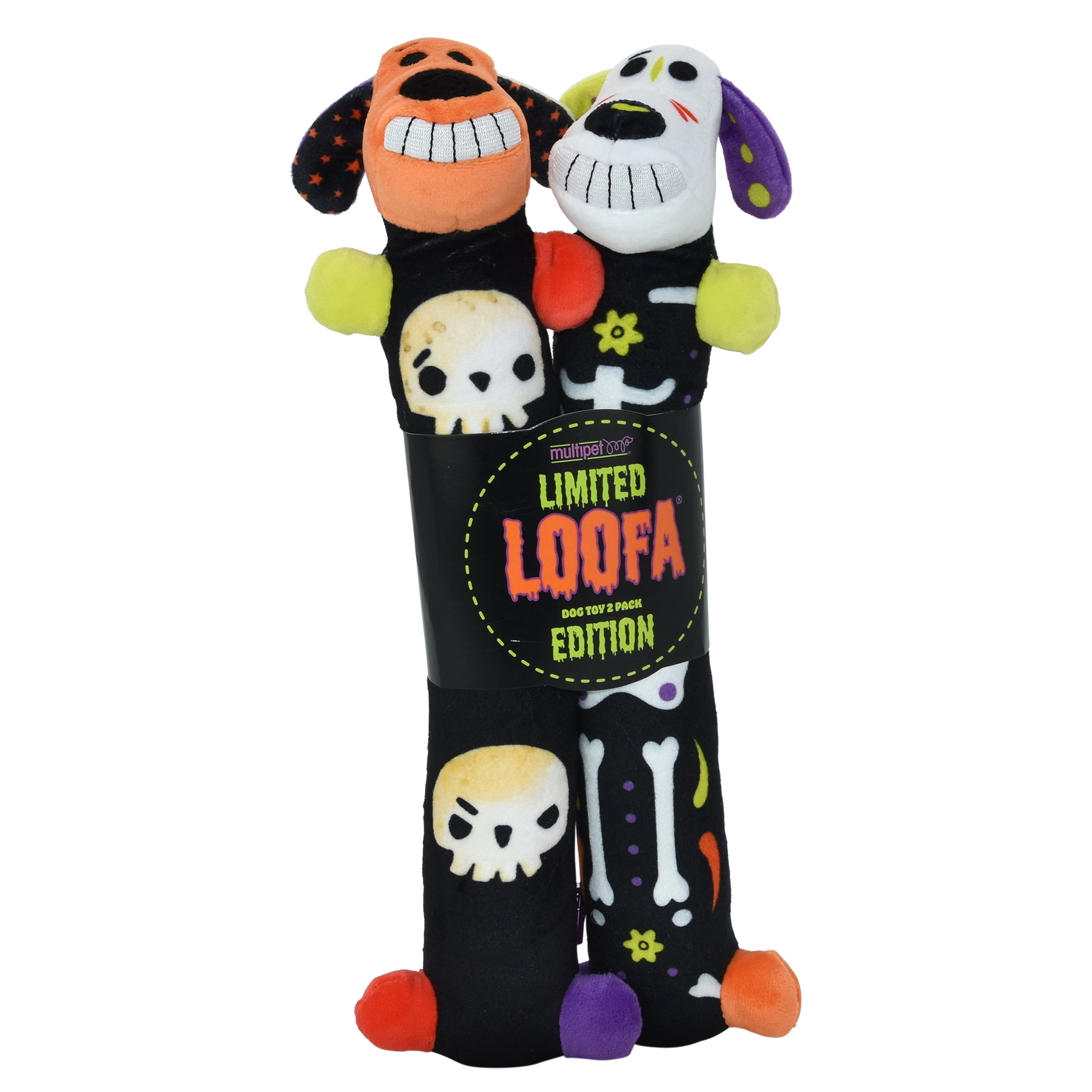 Multipet Smiling Loofa Halloween Plush Dog Toy with Squeaker
