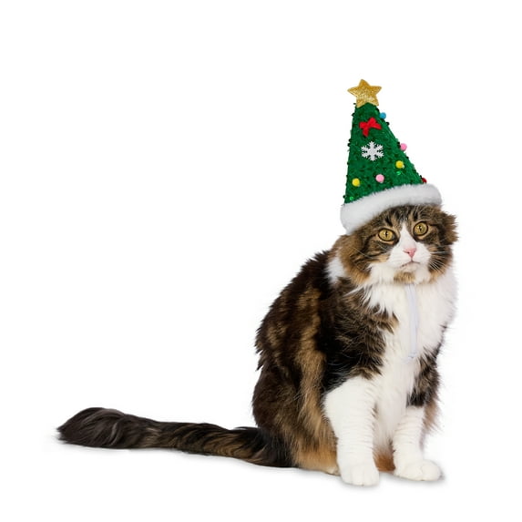 Vibrant Life Holiday Pet Accessory for Cats and Dogs, Christmas Tree Hat, Green, Extra Small/Small