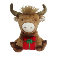 Vibrant Life 11" Holiday Highland Cow Plush Dog Toy (Brown & Red)