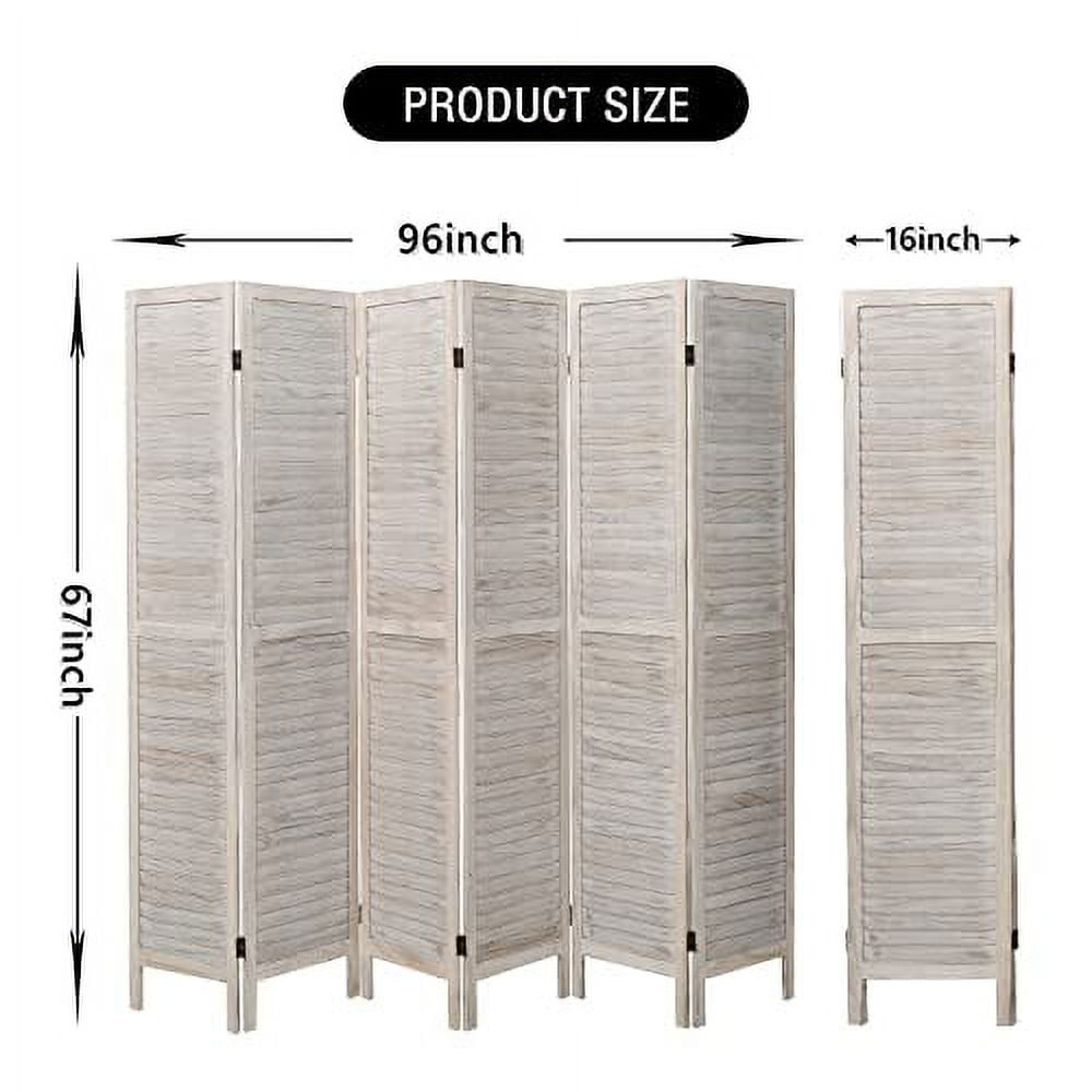 6 Panel Wood Room Divider, Freestanding Room Divider 5.7FT Tall