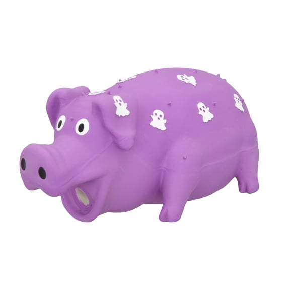Vibrant Life Halloween Pigglesworth Latex Dog Toy, Purple with White Ghosts