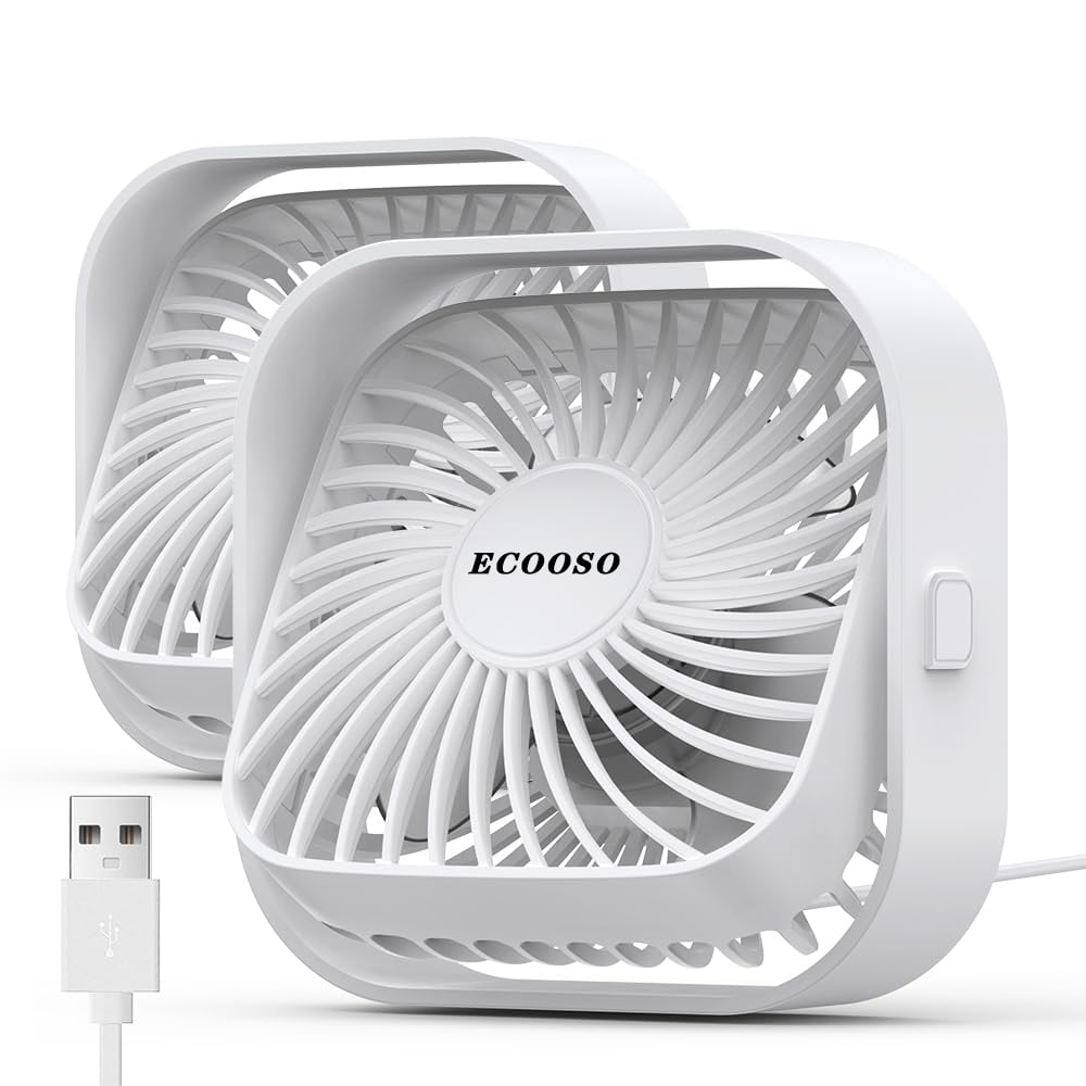 ECOOSO USB Small Desk Fan, [2Pack] Mini Fan Portable, Quiet, Portable ...