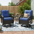 thumbnail image 1 of MRUAKA 3 Pieces Patio Furniture Set, Outdoor Swivel Gliders Rocker, Wicker Patio Bistro Set with Rattan Rocking Chair, Glass Top Side Table and Thickened Cushions for Porch Deck Backyard(Blue), 1 of 7