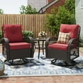 thumbnail image 1 of MRUAKA 3 Pieces Patio Furniture Set, Outdoor Swivel Gliders Rocker, Wicker Patio Bistro Set with Rattan Rocking Chair, Glass Top Side Table and Thickened Cushions for Porch Deck Backyard(Red), 1 of 6