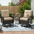 thumbnail image 1 of MRUAKA 3 Pieces Patio Furniture Set, Outdoor Swivel Gliders Rocker, Wicker Patio Bistro Set with Rattan Rocking Chair, Glass Top Side Table and Thickened Cushions for Porch Deck Backyard(Khaki), 1 of 7