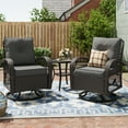 thumbnail image 1 of MRUAKA 3 Pieces Patio Furniture Set, Outdoor Swivel Gliders Rocker, Wicker Patio Bistro Set with Rattan Rocking Chair, Glass Top Side Table and Thickened Cushions for Porch Deck Backyard(Grey), 1 of 7