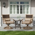 thumbnail image 1 of ECOPATIO 3 Pieces Patio Swivel Chairs Set of 2 with Wicker Table, Bistro Set with Swivel Rocker Chair, Outdoor Furniture with Thickened Cushions for Porch Backyard Deck (Khaki), 1 of 10
