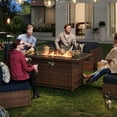 thumbnail image 1 of ECOPATIO 43" Rectangular Propane Gas Fire Pit Table With glass for Outside Patio（Brown）, 1 of 8