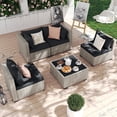 thumbnail image 1 of MRUAKA 5 Pieces Patio Conversation Set, Outdoor Sectional PE Rattan Wicker Furniture Seat,BLACK, 1 of 6