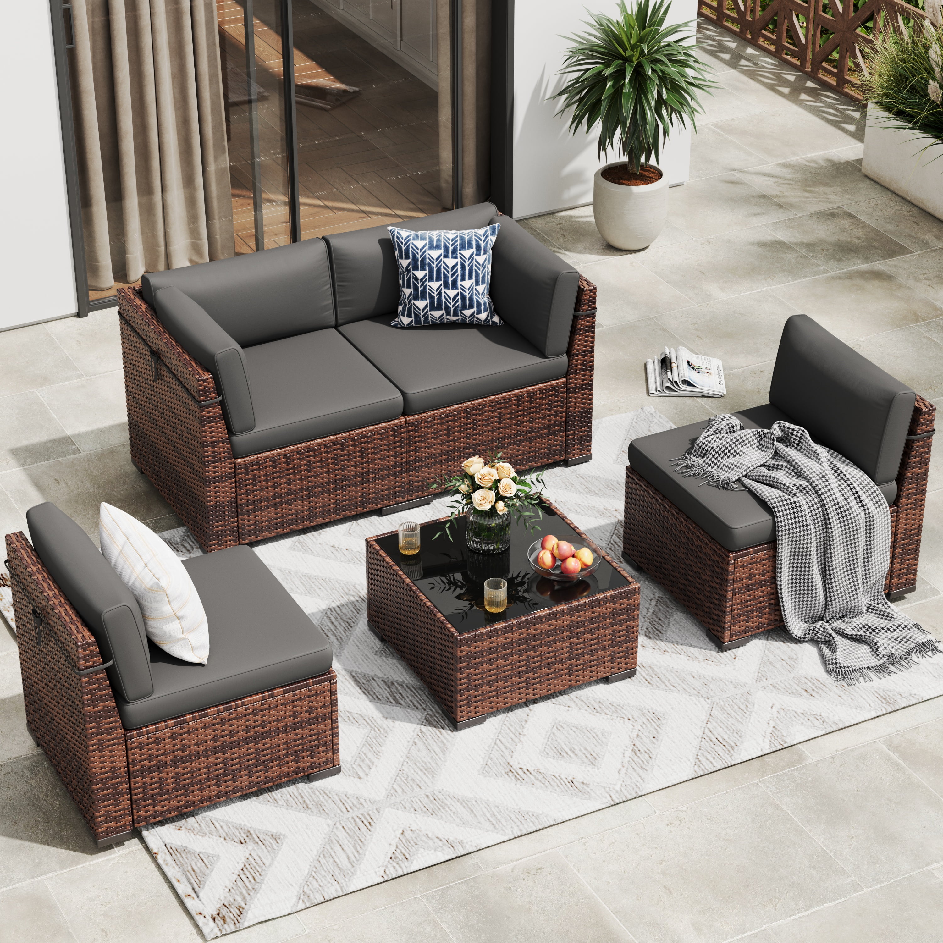 Rattan sofa bed garden sale
