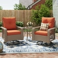 thumbnail image 1 of MRUAKA 3 Pieces Patio Furniture Set, Outdoor Swivel Gliders Rocker, Wicker Patio Bistro Set with Rattan Rocking Chair, Glass Top Side Table and Thickened Cushions（Orange）, 1 of 7