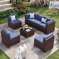 thumbnail image 1 of MRUAKA 7 Pieces Patio Conversation Set, Outdoor Sectional PE Rattan Wicker Furniture Seat,Blue, 1 of 9