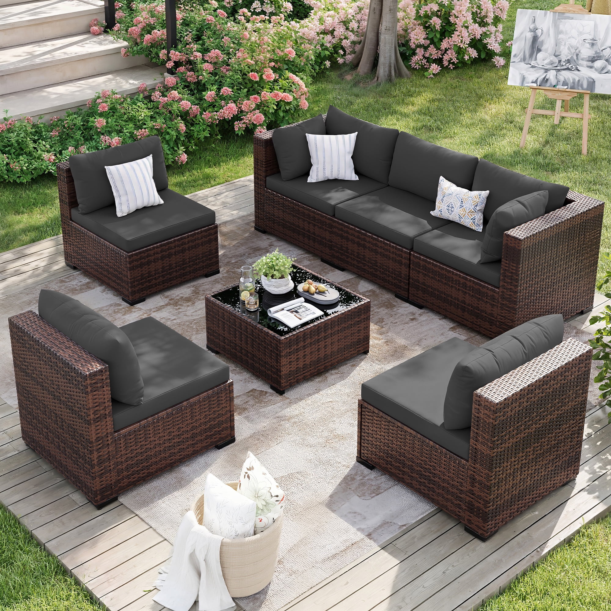 Cushions Rattan Garden Furniture Lounge Venice Wicker Patio
