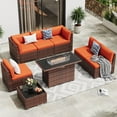 thumbnail image 1 of MRUAKA 8 Pieces Patio Furniture Set with Fire Pit Table, Outdoor Furniture Sectional Rattan Sofa with Slanted Back, Patio Couch with Glass Coffee Table for Backyard Garden (Orange), 1 of 9