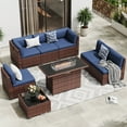 thumbnail image 1 of MRUAKA 8 Pieces Patio Furniture Set with Fire Pit Table, Outdoor Furniture Sectional Rattan Sofa with Slanted Back, Patio Couch with Glass Coffee Table for Backyard Garden (Navy), 1 of 11