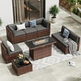 thumbnail image 1 of MRUAKA 8 Pieces Patio Furniture Set with Fire Pit Table, Outdoor Furniture Sectional Rattan Sofa with Slanted Back, Patio Couch with Glass Coffee Table for Backyard Garden (Dark Grey), 1 of 10