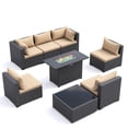 thumbnail image 1 of MRUAKA 8 Pieces Patio Furniture Set with Fire Pit Table, Outdoor Furniture Sectional Rattan Sofa, Patio Couch with Glass Coffee Table for Backyard Garden (Khaki), 1 of 12