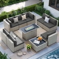 thumbnail image 1 of MRUAKA 9 Pieces Patio Conversation Set with Firepit, Outdoor Sectional PE Rattan Wicker Furniture Seat,Dark Gray, 1 of 10