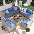 thumbnail image 1 of MRUAKA 9 Pieces Patio Conversation Set, Outdoor Sectional PE Rattan Wicker Furniture Seat,Haze Blue, 1 of 7