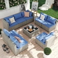 thumbnail image 1 of MRUAKA 9 Pieces Patio Conversation Set, Outdoor Sectional PE Rattan Wicker Furniture Seat,Haze Blue, 1 of 7