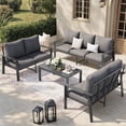 thumbnail image 1 of MRUAKA Aluminum Patio Furniture Set, 6 Pcs Modern Outdoor Sofa Sets, Outdoor Sectional Patio Conversation Set with Coffee Table for Backyard, Poolside, Dark Grey, 1 of 10