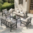 thumbnail image 1 of MRUAKA Aluminum Patio Furniture Set, 7 Pcs Modern Outdoor Sofa Sets, Outdoor Sectional Patio Conversation Set with Coffee Table for Backyard, Poolside,Beige, 1 of 11