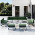 thumbnail image 1 of MRUAKA Aluminum Patio Furniture Set, Modern Outdoor Furniture with 5 inch Cushion, Metal Patio Sectional Conversation Sets for Deck, Backyard, Porch(Green), 1 of 8