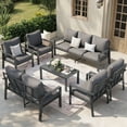 thumbnail image 1 of MRUAKA Aluminum Patio Furniture Set, 9 Pcs Modern Outdoor Sofa Sets, Outdoor Sectional Patio Conversation Set with Coffee Table for Backyard, Poolside, Dark Grey, 1 of 8