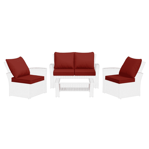 MRUAKA Outdoor Cushions for Patio Furniture, 4'' Replacement Cushions for Outdoor Furniture, Set of 4 Water-Resistant Outdoor Sectional Cushions for Sofa Couch Chair (Wine)