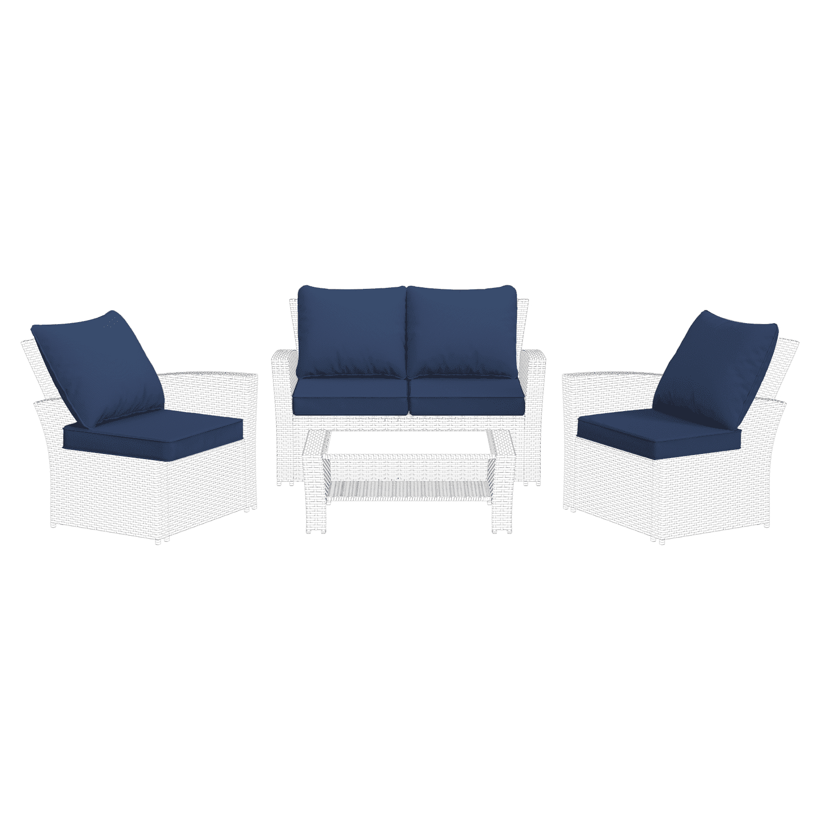 MRUAKA Outdoor Cushions for Patio Furniture, 4'' Replacement Cushions for Outdoor Furniture, Set of 4 Water-Resistant Outdoor Sectional Cushions for Sofa Couch Chair (Navy)