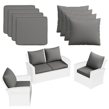 ECOPATIO Outdoor Cushions for Patio Furniture, 4'' Replacement Cushions, Set of 4 Water-Resistant Outdoor Sectional Cushions for Sofa Couch Chair (Grey)