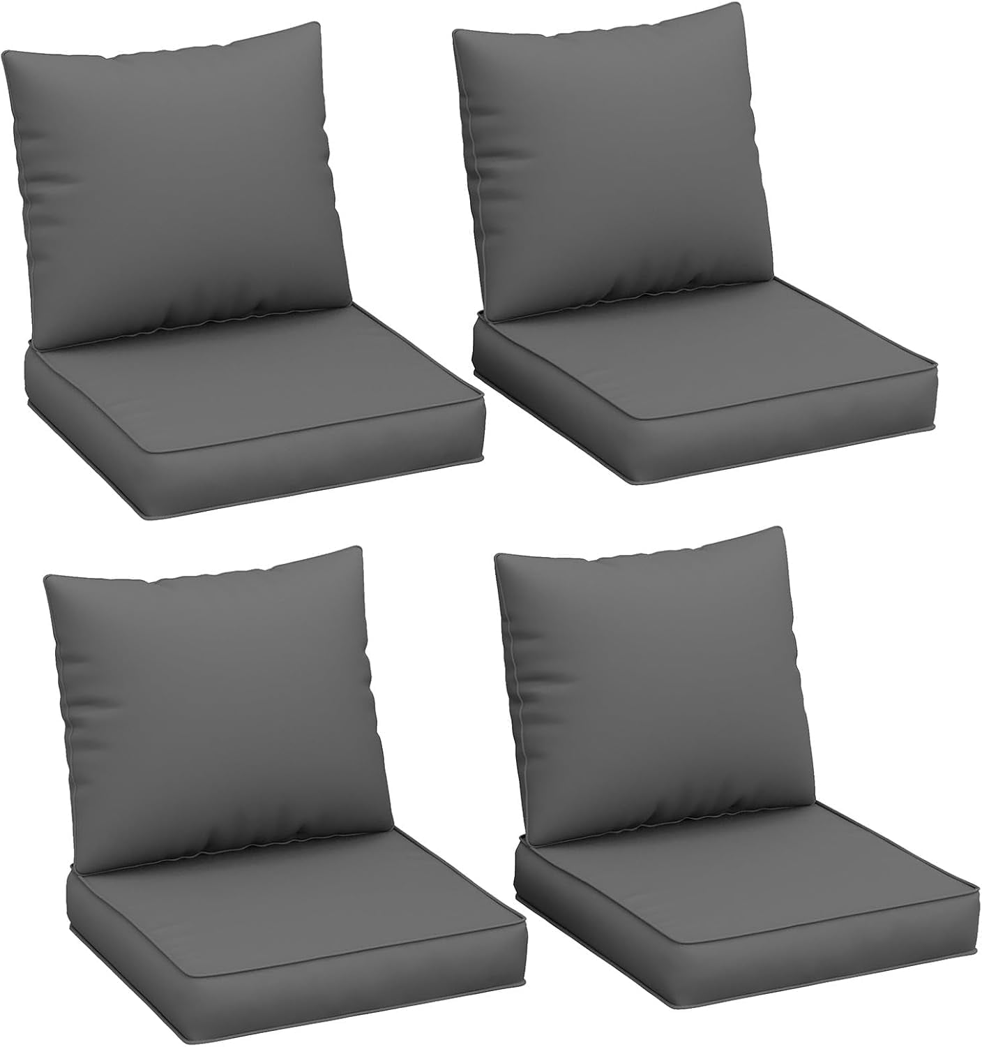 MRUAKA Outdoor Cushions for Patio Furniture, 4'' Replacement Cushions for Outdoor Furniture, Set of 4 Water-Resistant Outdoor Sectional Cushions for Sofa Couch Chair (Grey)