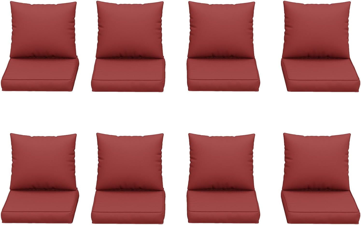 MRUAKA Outdoor Cushions for Patio Furniture, 4'' Replacement Cushions for Outdoor Furniture, Set of 8 Water-Resistant Outdoor Sectional Cushions for Sofa Couch Chair (Wine)