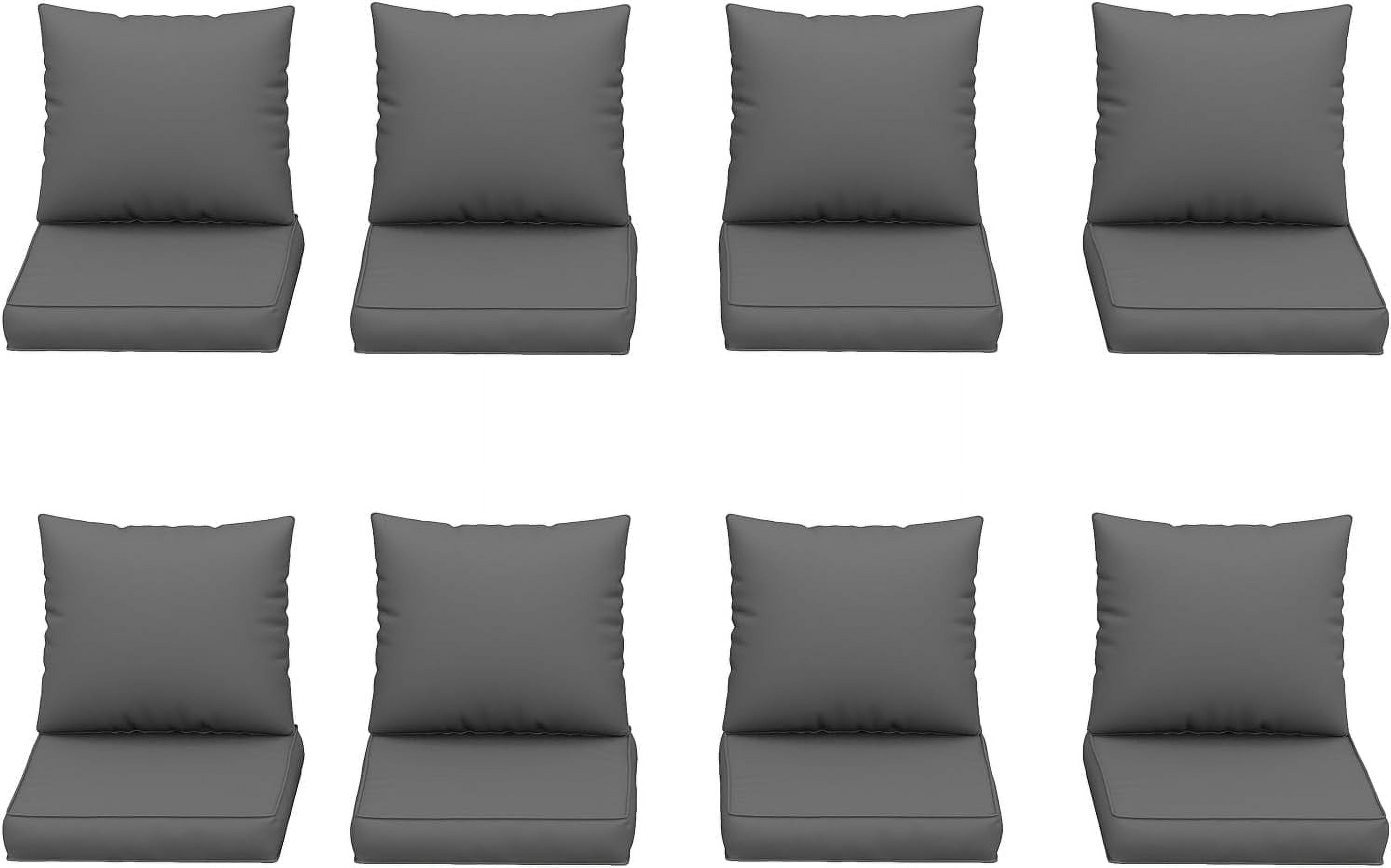 MRUAKA Outdoor Cushions for Patio Furniture, 4'' Replacement Cushions for Outdoor Furniture, Set of 8 Water-Resistant Outdoor Sectional Cushions for Sofa Couch Chair (Grey)