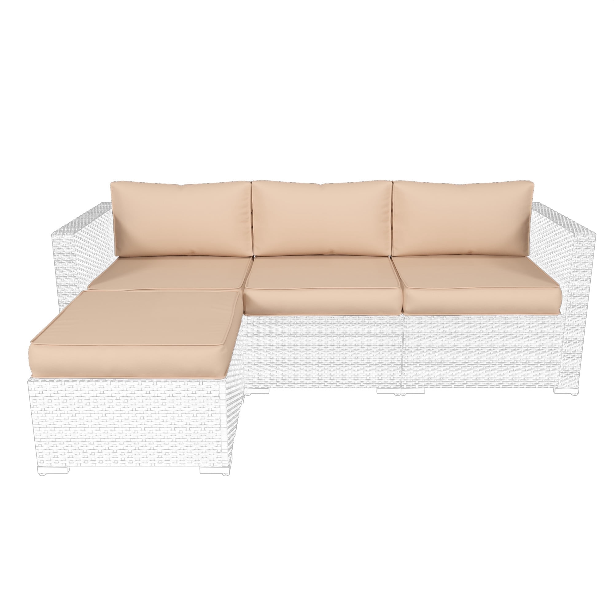 MRUAKA Outdoor Cushions for Patio Furniture, 7-Piece Replacement Cushions for Outdoor Furniture, Water-Resistant Patio Cushions, Outdoor Couch Cushions for 4-Seat Outdoor Sectional Sofa (Beige)