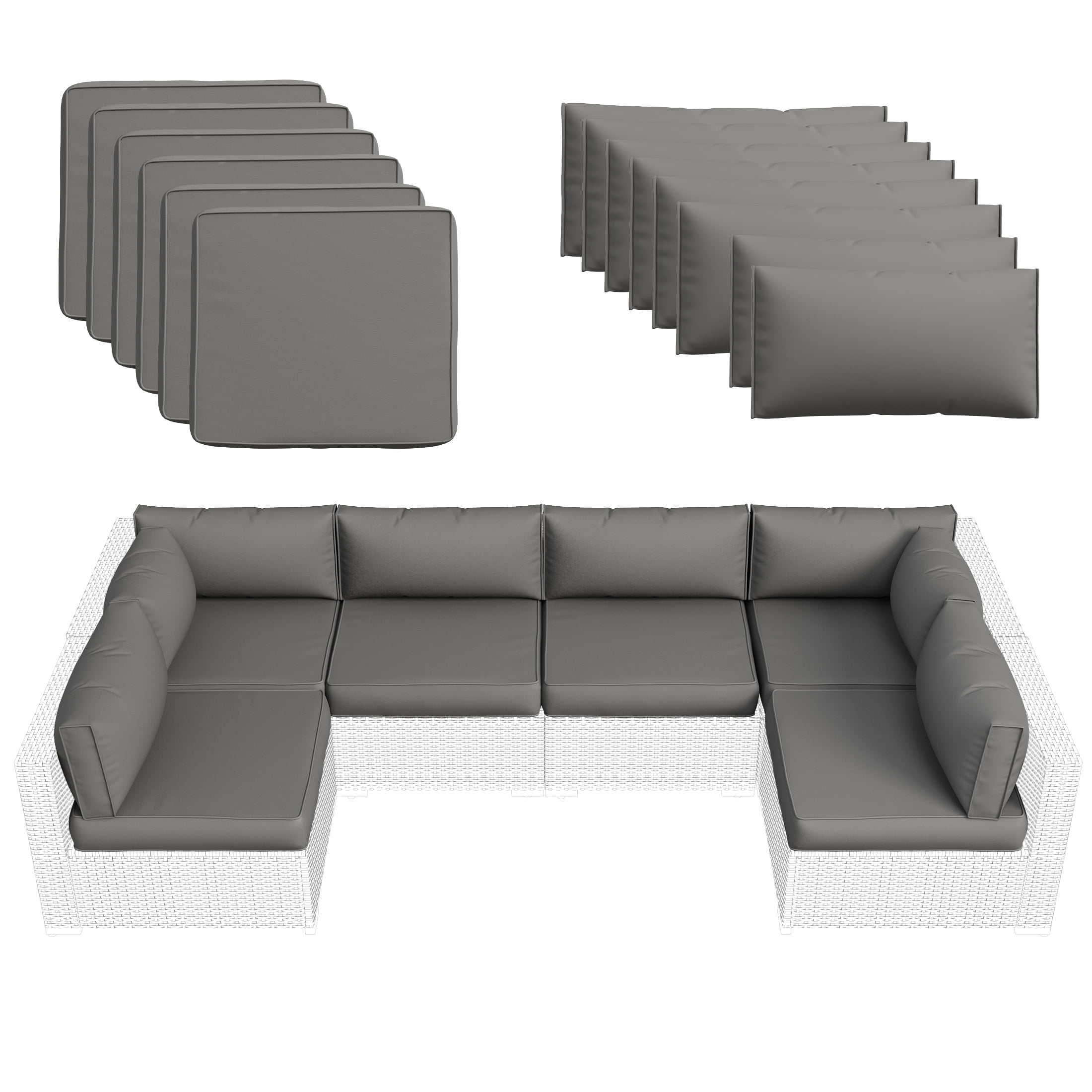 MRUAKA Outdoor Cushions for Patio Furniture Replacement, Patio Furniture Cushions, Deep Seat Patio Cushions, Patio Seat Cushions for Outdoor Sectional (Grey)