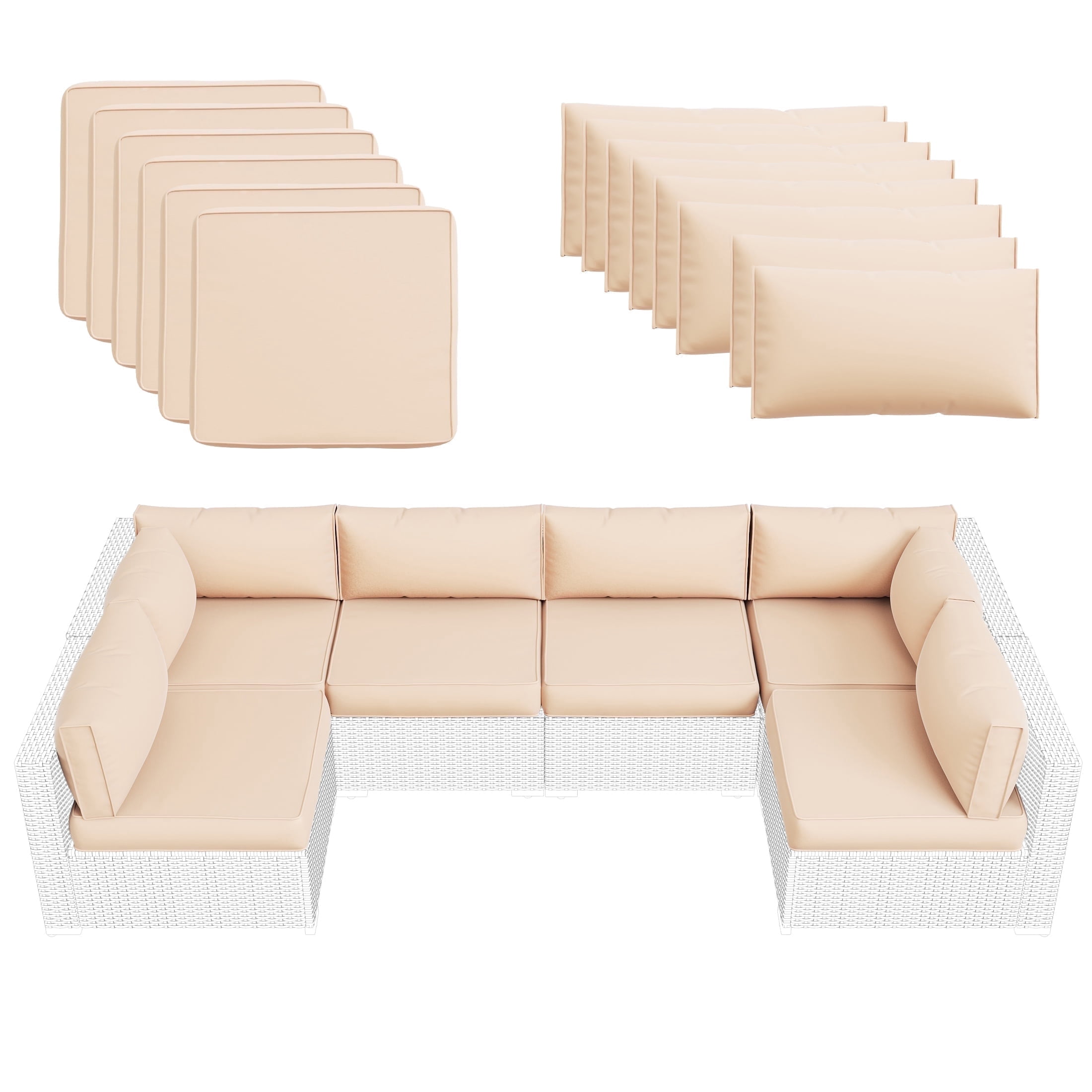 MRUAKA Outdoor Cushions for Patio Furniture Replacement, Waterproof Patio Furniture Cushions, Deep Seat Patio Cushions, Patio Seat Cushions for Outdoor Sectional (Beige)