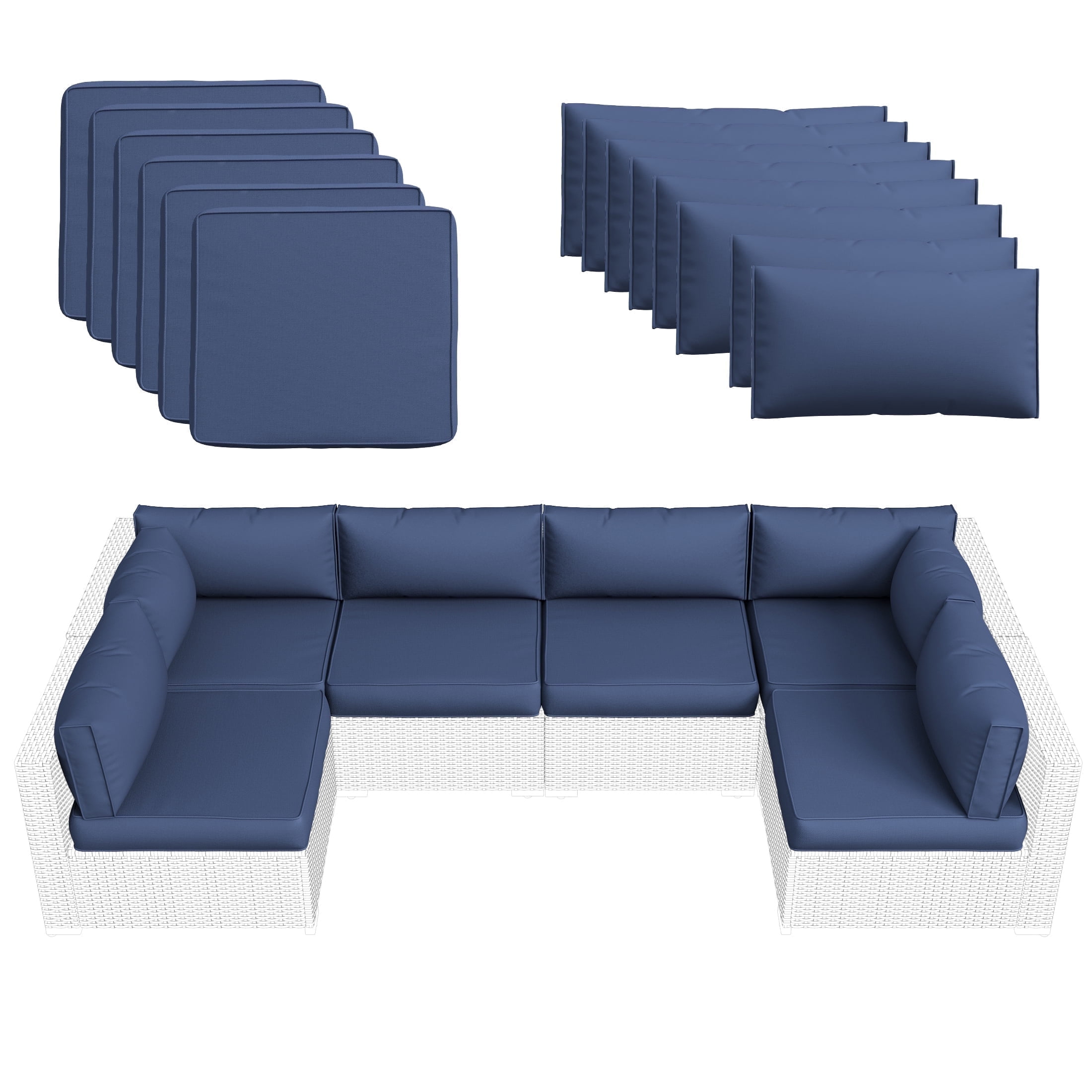 MRUAKA Outdoor Cushions for Patio Furniture Replacement, Waterproof Patio Furniture Cushions, Deep Seat Patio Cushions, Patio Seat Cushions for Outdoor Sectional (Blue)