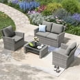 thumbnail image 1 of ECOPATIO Outdoor Patio Furniture Set, Outdoor Sectional Sofa, Outdoor Furniture Set Patio Couch Set Porch Balcony Furniture, 4 Piece Patio Conversation Set for Outside Furniture (Grey), 1 of 7