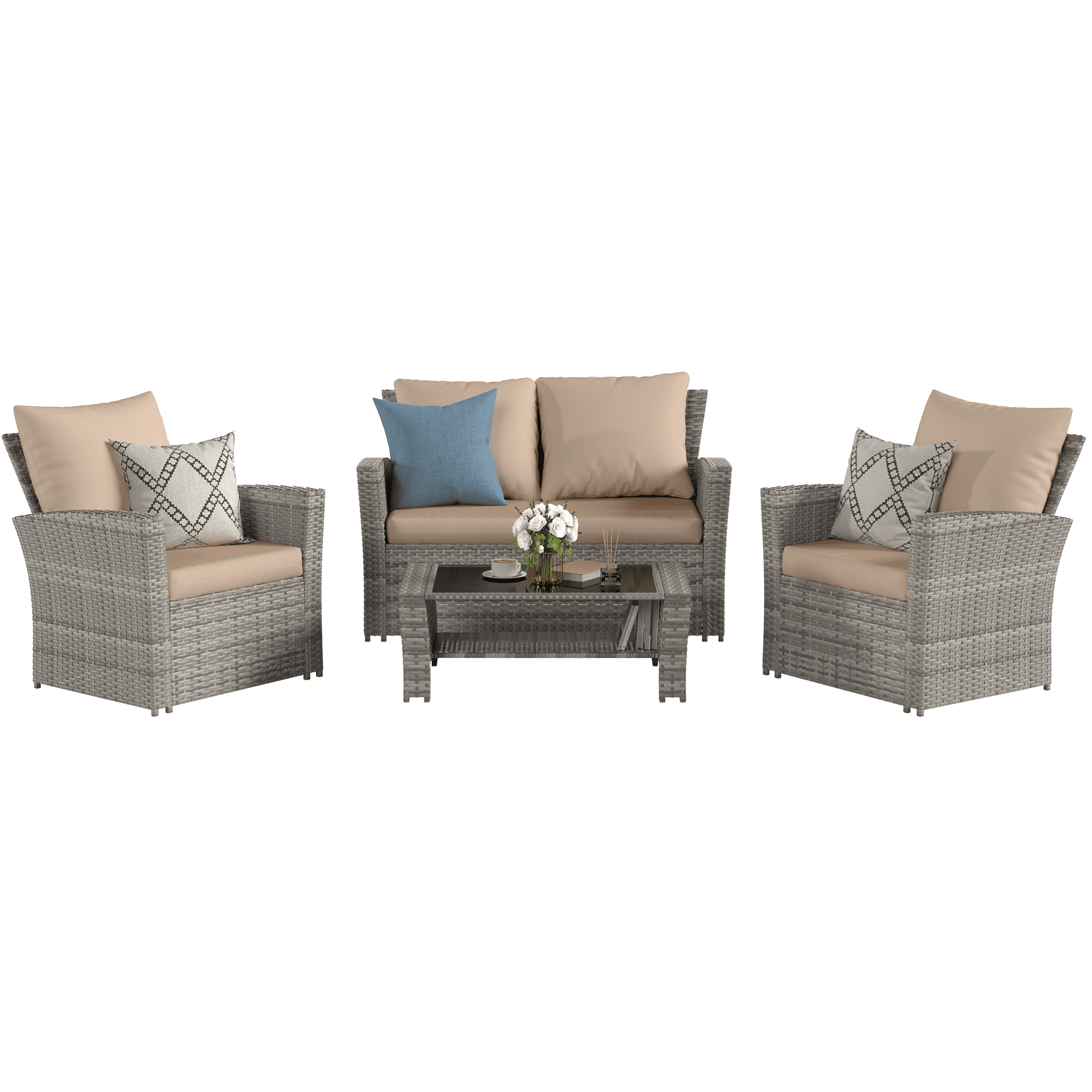 ECOPATIO Outdoor Patio Furniture Set, Outdoor Sectional Sofa, Outdoor