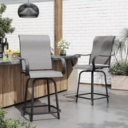 MRUAKA Outdoor Swivel Bar Stool Collection Kids High Back Weather-Resistant - Set of 2, Light Gray