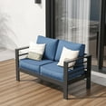 thumbnail image 1 of ECOPATIO Oversized Patio Furniture Aluminum Loveseat, All-Weather Outdoor 2 Seats Sofa Couch, Modern Metal Chair w/ 5 Inch Cushions,Black and Blue, 1 of 4