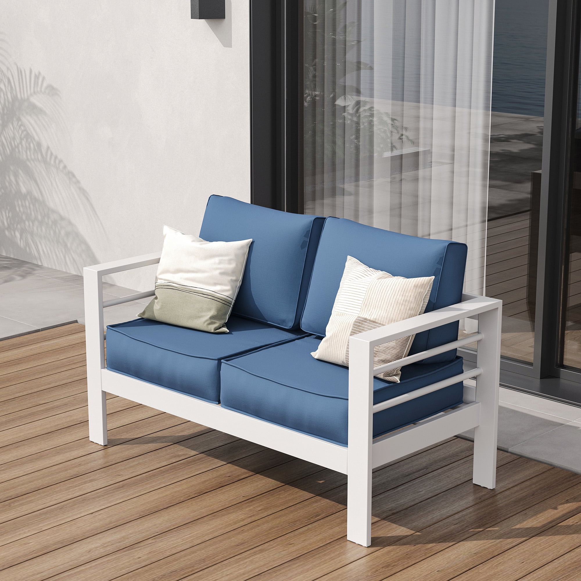 Picture Idea: Ecopatio Oversized Aluminum Patio Loveseat All Weather Outdoor Sofa
